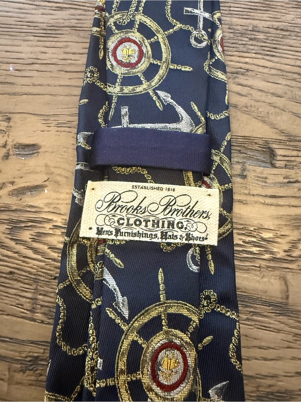 RARE Brooks Brothers Navy Nautical Pattern Silk Tie
